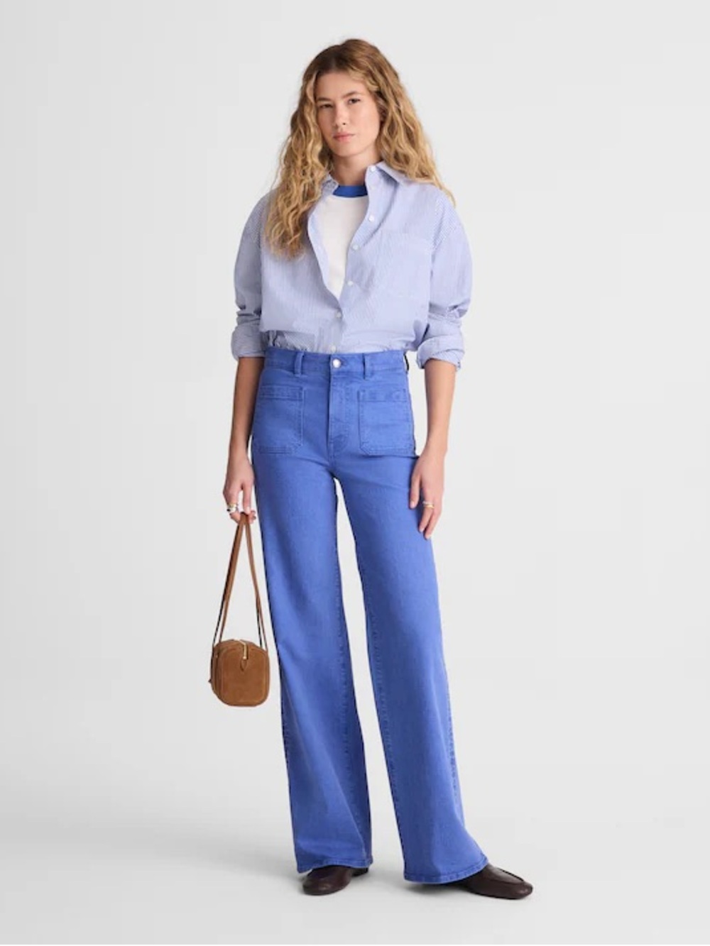 Madewell women’s The Emmy Wide-Leg Jean high rise French blue  Size 26 Short NWT